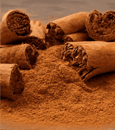 Ceylon cinnamon quills resting on freshly ground cinnamon