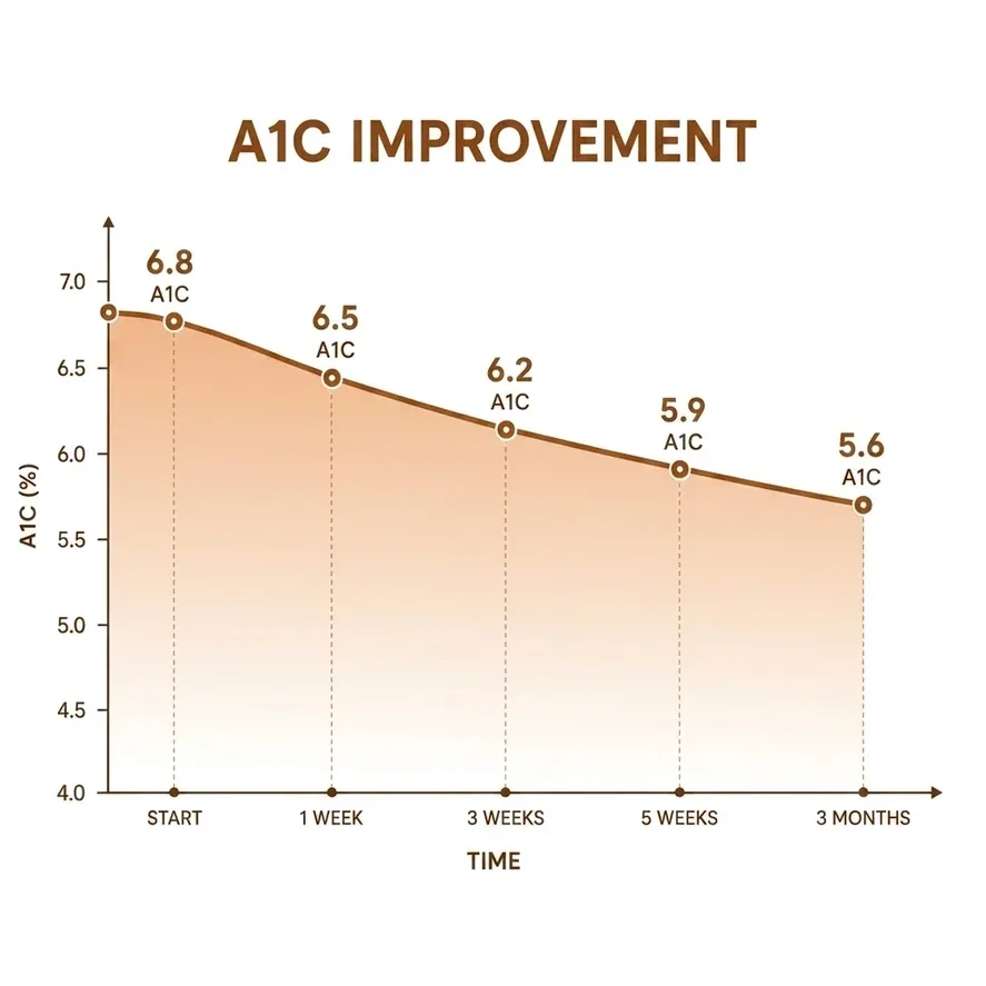 Chart: A1C improvement from start to 3 months